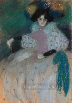 パブロ・ピカソ Painting - 座る女性 1902年 パブロ・ピカソ